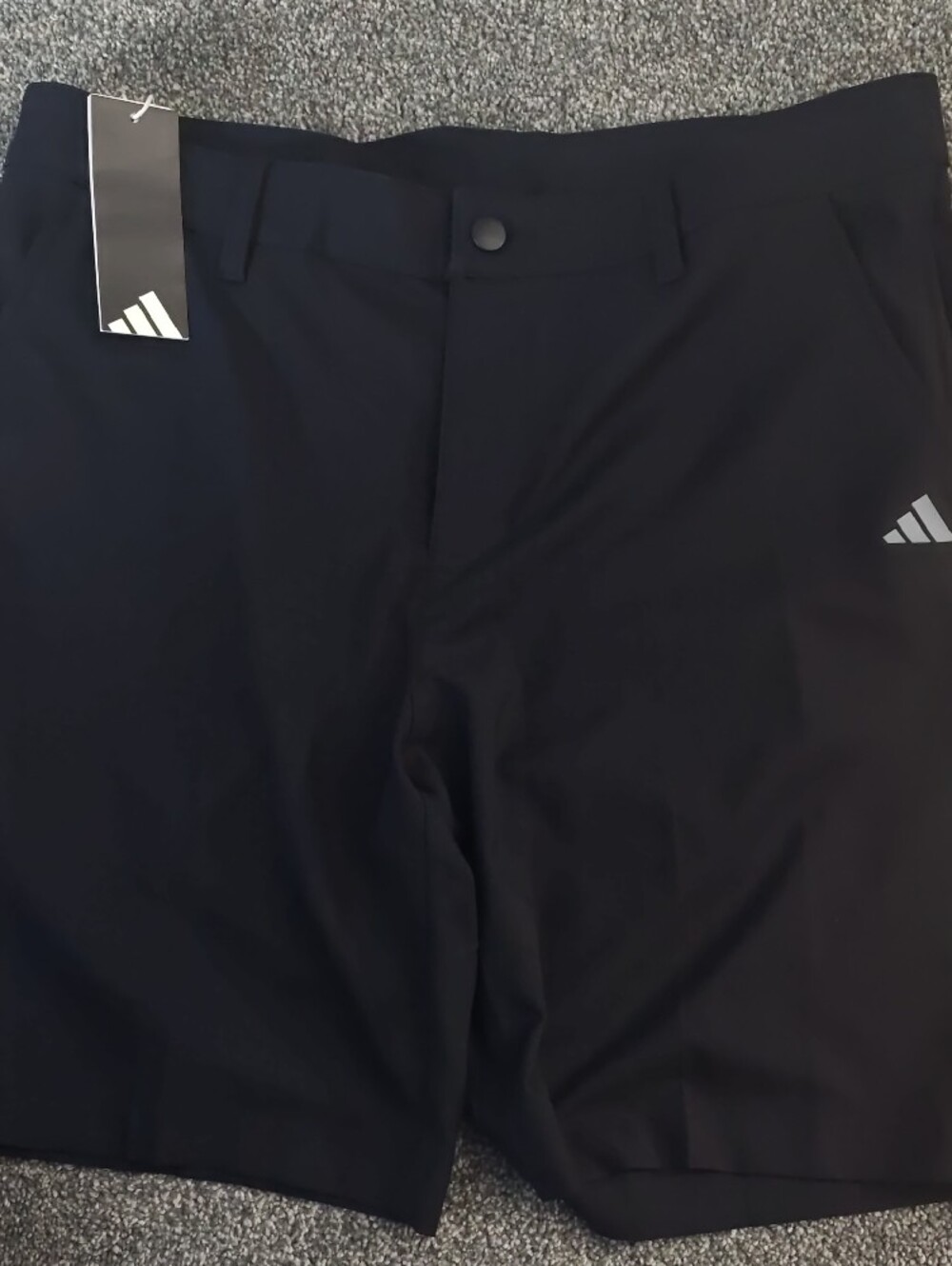 adidas Golf Shorts - Black and Khaki with Three-Stripe Detail - Picture 2 of 3